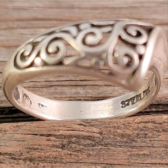 Sterling Silver Openwork Swirls Scroll Ring - Picture 4 of 6